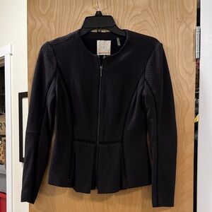 REBECCA TAYLOR BLACK FULL ZIP KNIT BLAZER, SIZE 2